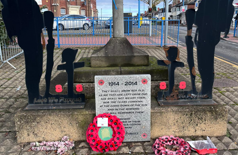 Wreath laid at the war memorial in Stone Cross