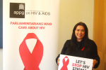 Nicola attending a World AIDS Day event in Parliament