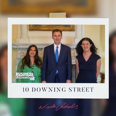 Nicola, Chancellor Jeremy Hunt and Rachel Graville from William King in Downing Street